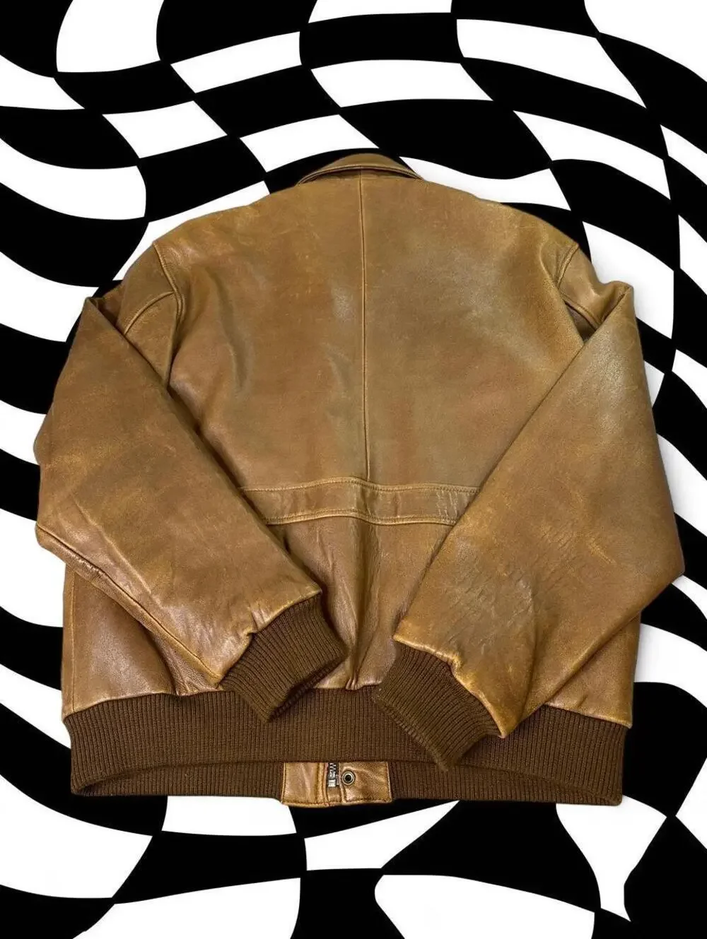 Vintage Adler Brown lamb leather bomber jacket